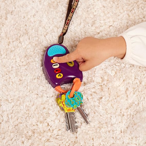 B. toys – Toy Car Keys – Key Fob with Lights & Sounds – Interactive Baby Toy – Pretend Keys for Babies, Toddlers – 10+ Months – FunKeys – Purple nirvanaguru