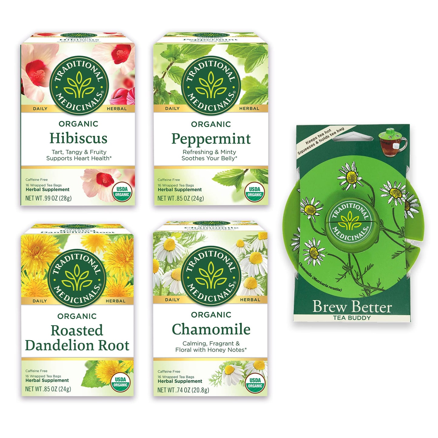 Traditional Medicinals Organic Red Clover, Caffeine Free, 16 Wrapped Tea Bags, 1.13 oz (32 g) - Nirvana Guru