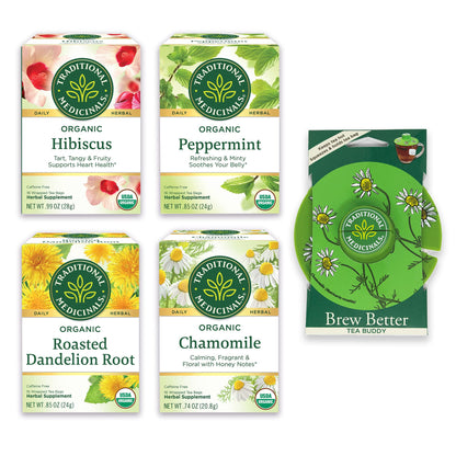 Traditional Medicinals Organic Red Clover, Caffeine Free, 16 Wrapped Tea Bags, 1.13 oz (32 g) - Nirvana Guru