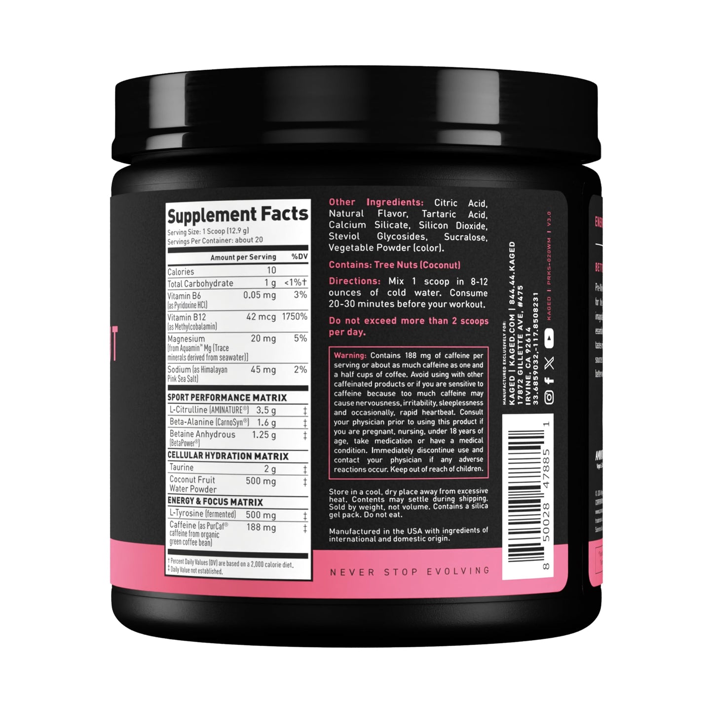 Kaged Sport Pre Workout Powder for Men & Women, Mango Lime, Sport Certified, 188mg Caffeine, Nitric Oxide Supplement, Beta Alanine for Energy, Weightlifting, Cardio Endurance & Strength, 20 Servings Nirvana Guru