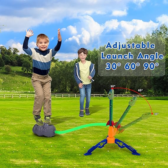 Dinosaur Toy Rocket Launcher for Kids - Launch Up to 100 Ft, 4 Rockets, Outdoor Outside Toys for Kids, Dinosaur Toys, Birthday Gifts for 3 4 5 6 7 8-12 Year Old Boys Girls nirvanaguru