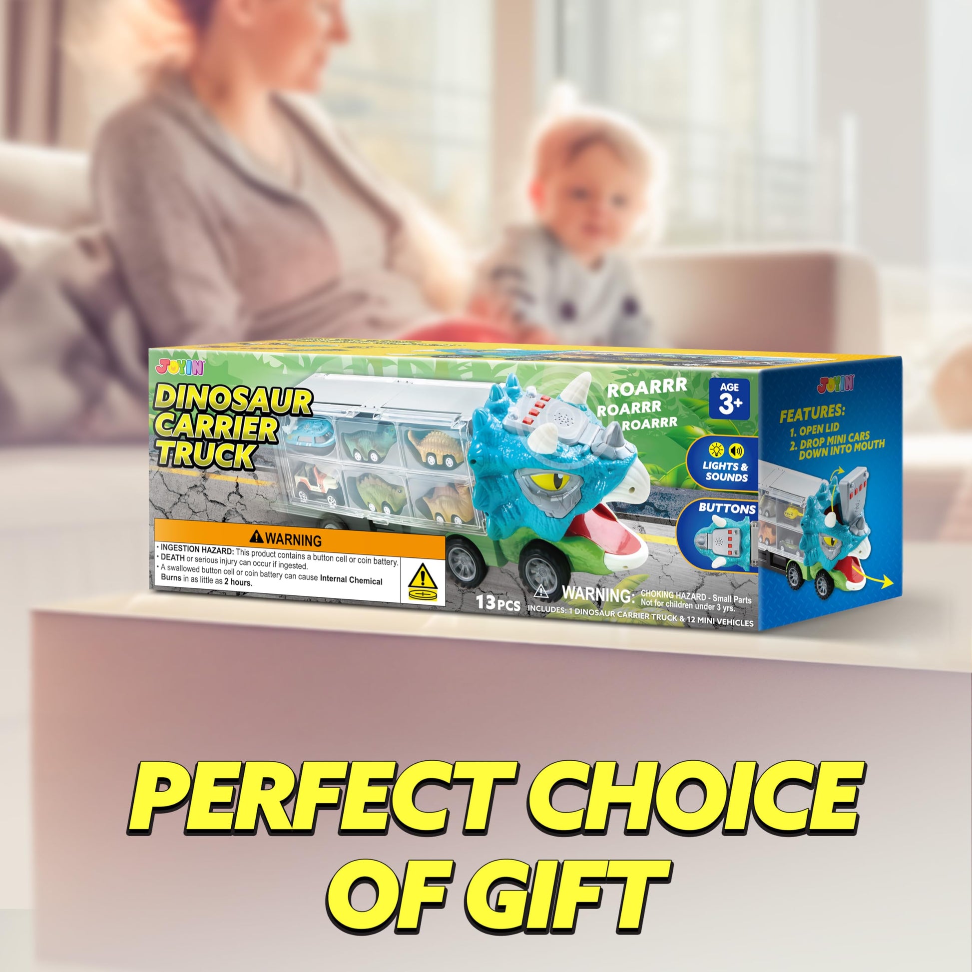 JOYIN 13 in 1 Dinosaur Toys for Kids 3-5, Dinosaur Truck with 12 Pull Back Cars, Small Cars Set, Birthday Gifts Toys for 3 4 5+ Year Old Boy, Transport Carrier Truck for Toddlers 3-4 Years Nirvana Guru