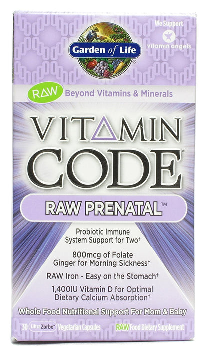 Prenatal Multivitamin for Women from Whole Foods with Biotin, Iron & Folate not Folic Acid, Probiotics for Immune Support - Vitamin Code Raw by Garden of Life - Pregnancy Must Haves - 180 capsules - Nirvana Guru