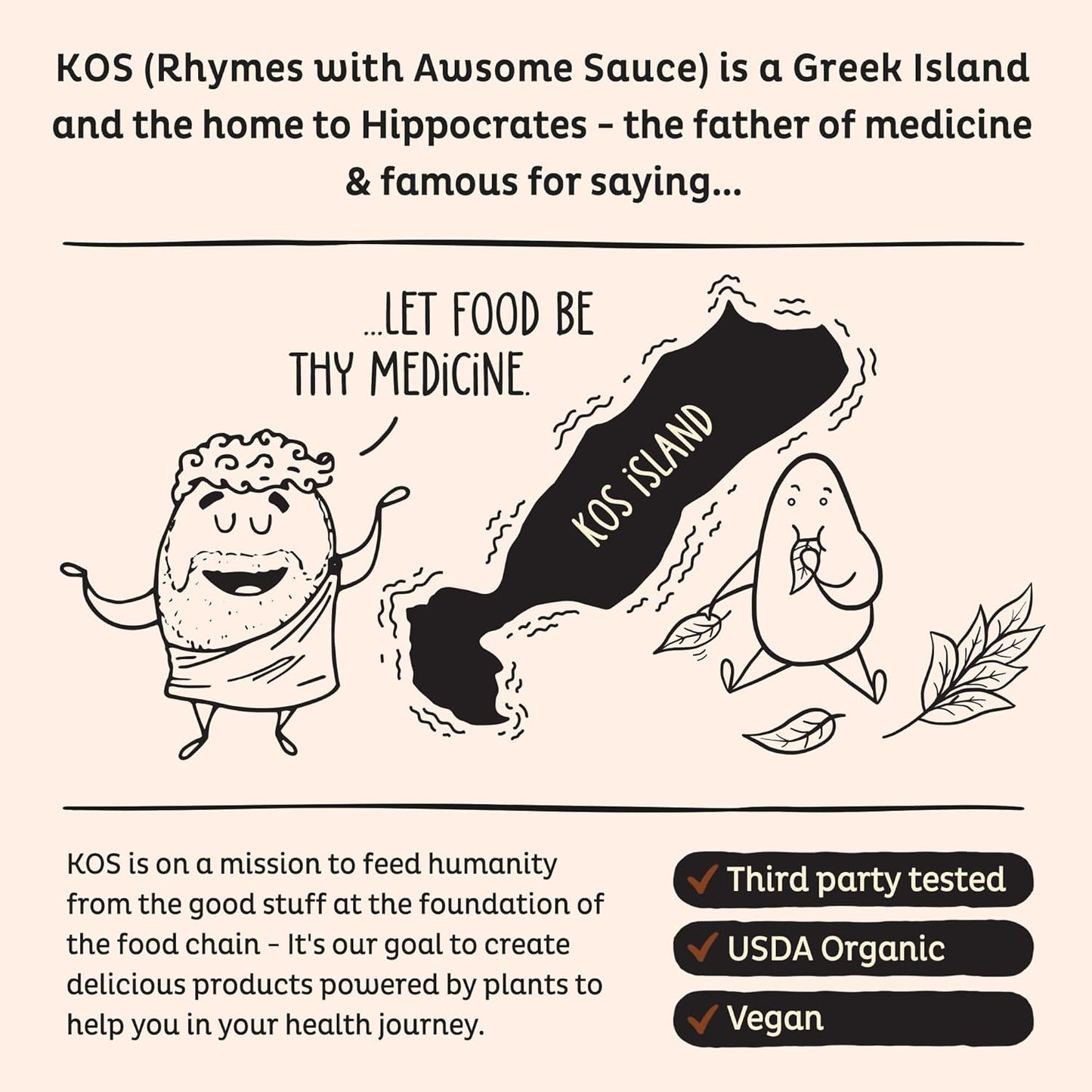 KOS Vegan Protein Powder, Chocolate USDA Organic - Low Carb Pea Protein Blend, Plant Based Superfood with Vitamins & Minerals - Keto, Soy, Gluten Free - Meal Replacement for Women & Men - 10 Servings - Nirvana Guru