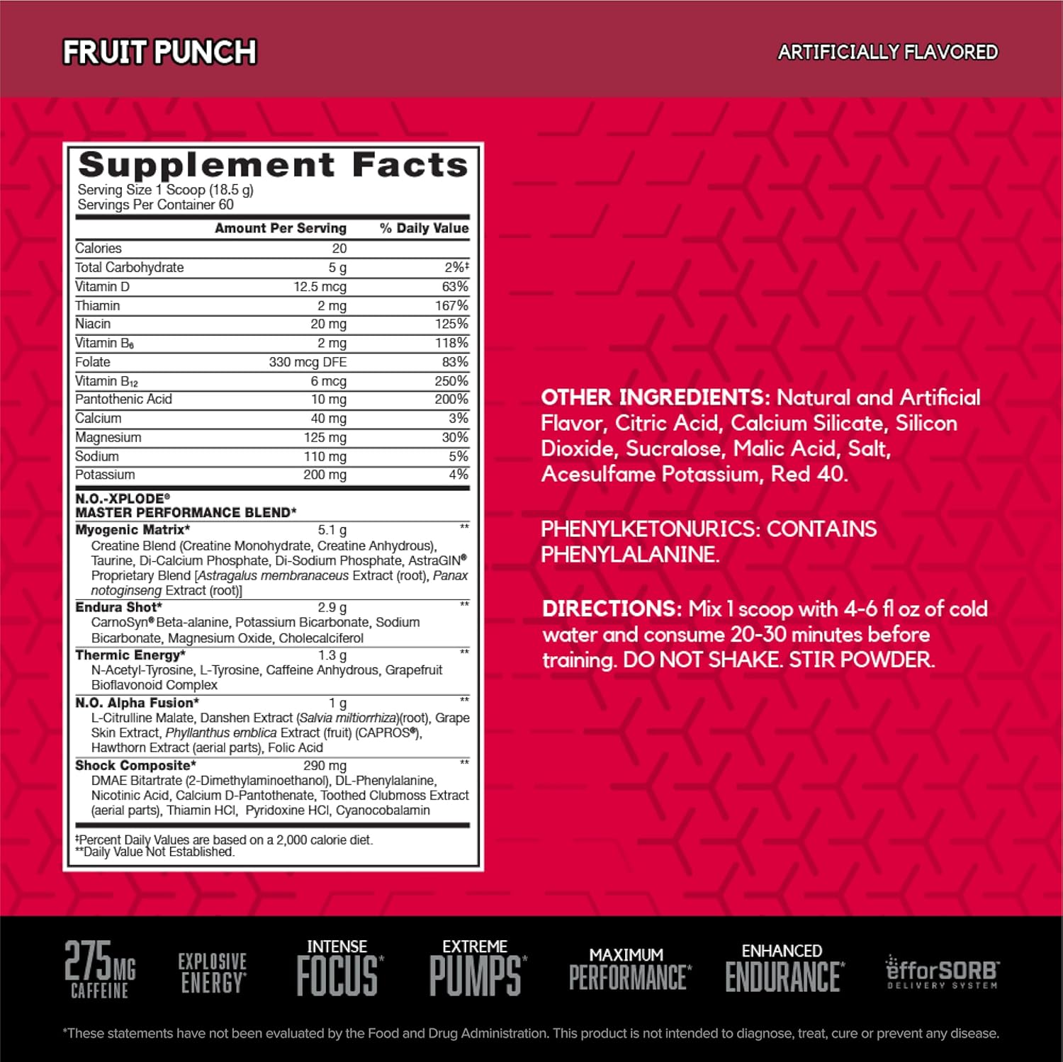 BSN N.O.-XPLODE Pre Workout Powder, Energy Supplement for Men and Women with Creatine and Beta-Alanine, Flavor: Fruit Punch, 30 Servings Nirvana Guru