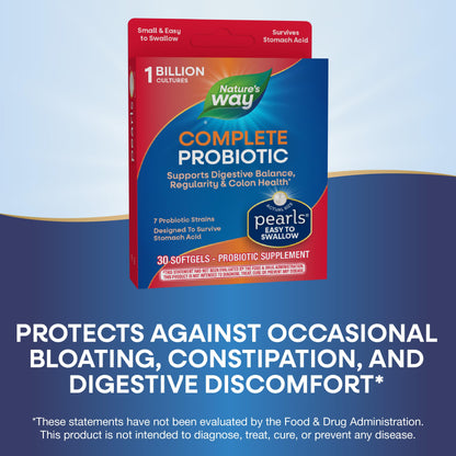 Nature's Way Complete Probiotic Pearls, Supports Digestive Balance*, 1 Billion Live Cultures, Supplement for Men and Women, No Refrigeration Required, 90 softgels (Packaging May Vary) - Nirvana Guru