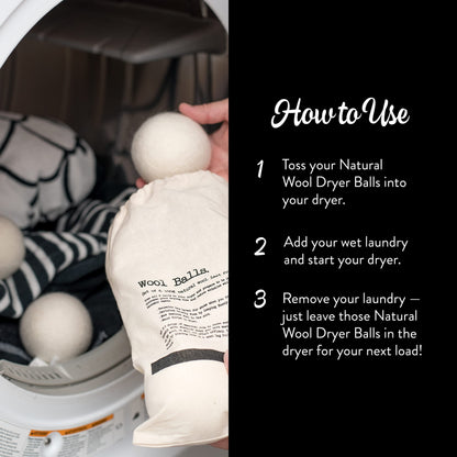 Molly's Suds Wool Dryer Balls | XL, Premium Organic Fabric Softener, Hypoallergenic, Hand-Felted, Reusable, Reduce Drying Time | White, Set of 6 Nirvana Guru
