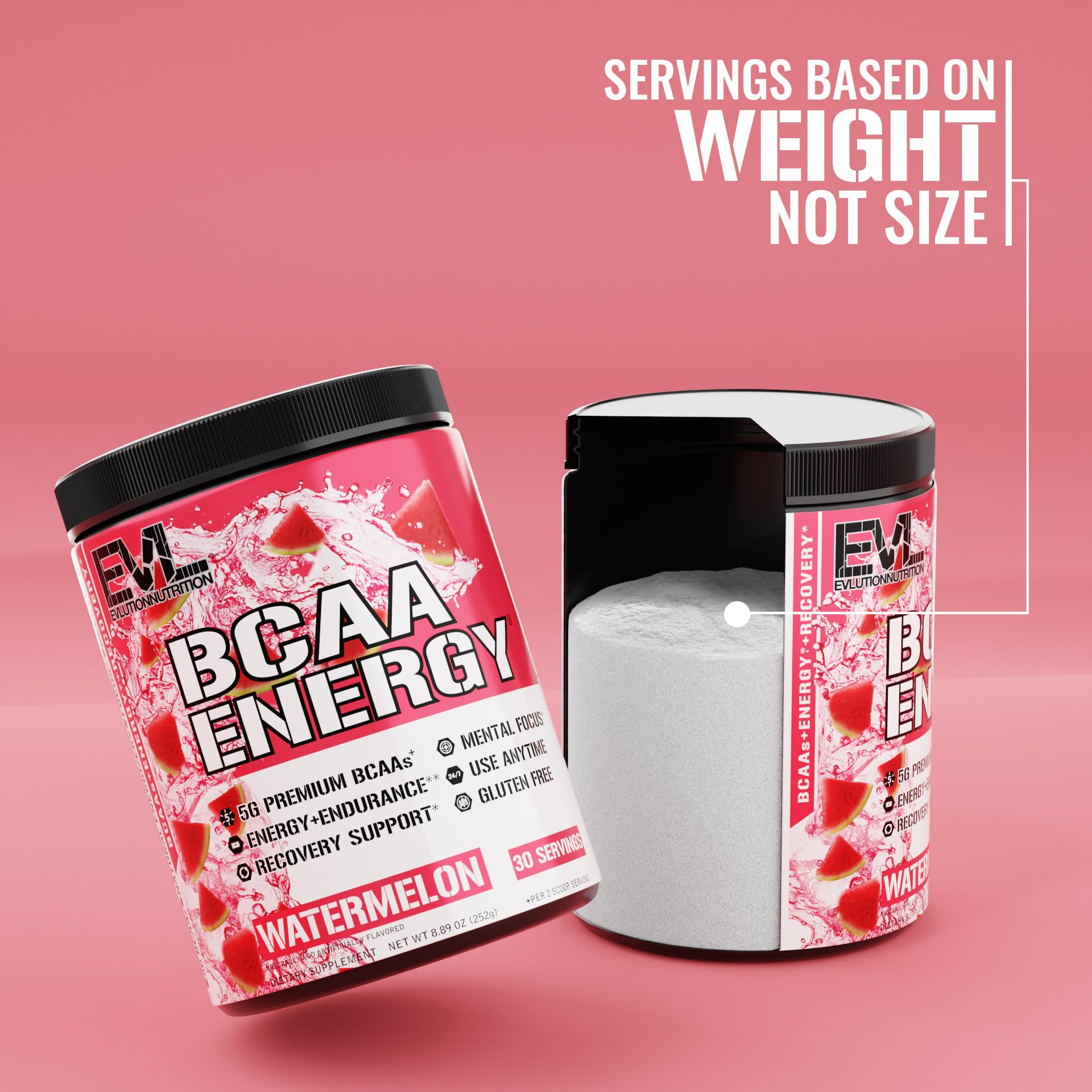 EVL BCAAs Amino Acids Powder - BCAA Energy Pre Workout Powder for Muscle Recovery Lean Growth and Endurance - Rehydrating Post Workout Recovery Drink with Natural Caffeine - Pink Lemonade Nirvana Guru