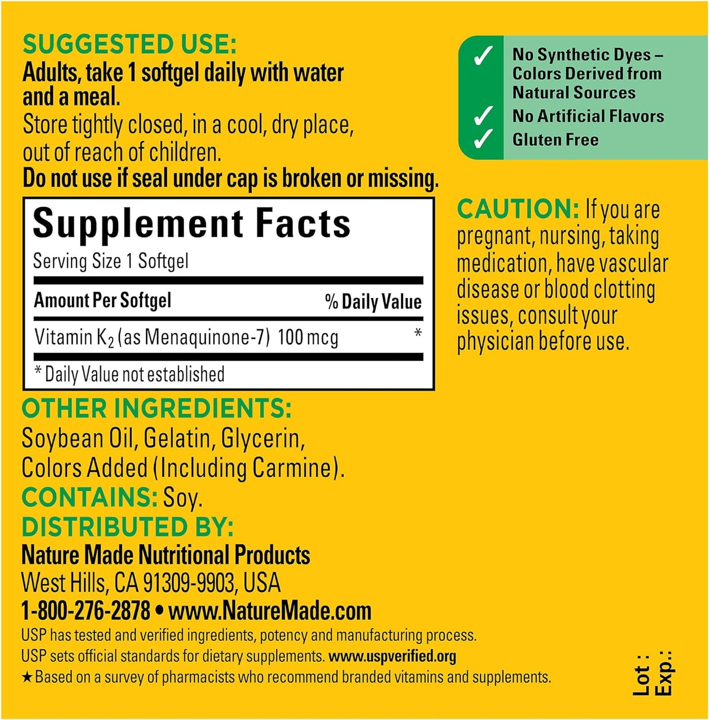 Nature Made Vitamin K2 100 mcg, Healthy Bone Supplements, 30 Softgels, 30 Day Supply - Nirvana Guru