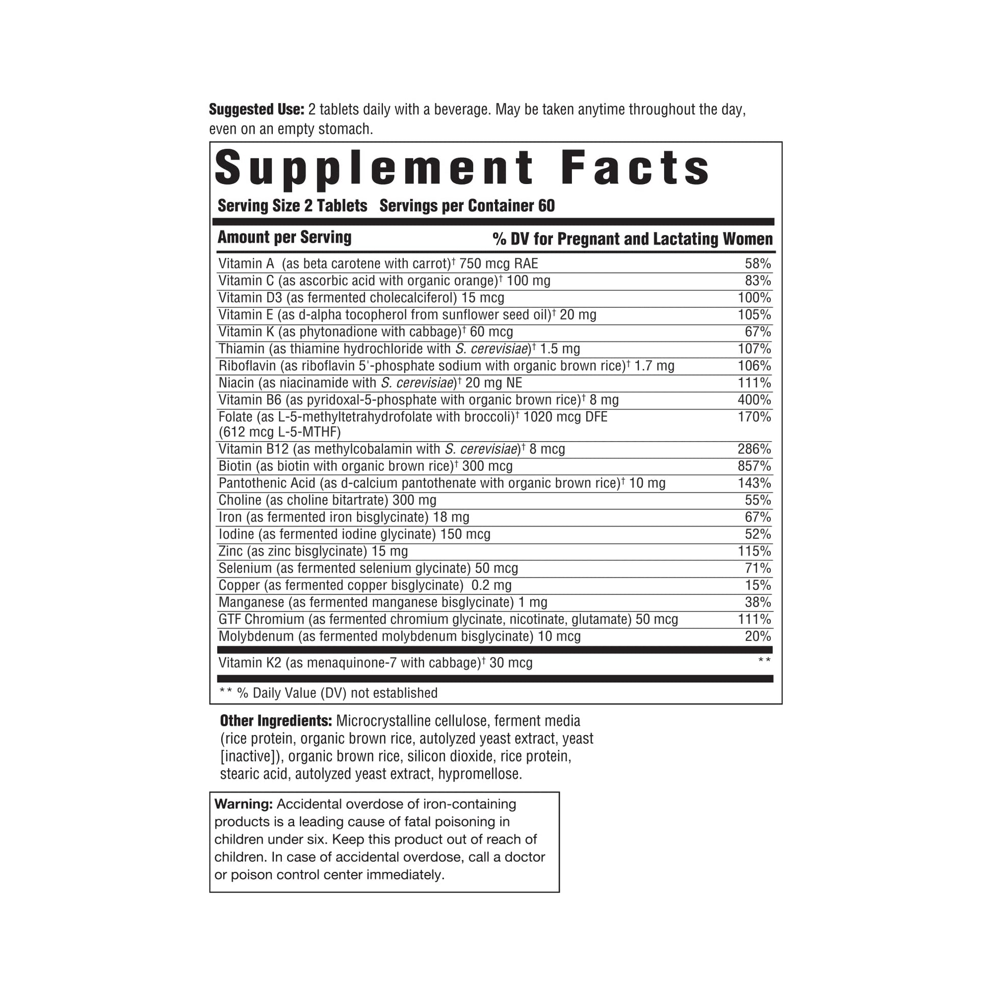 INNATE Response Formulas Baby & Me Multivitamin - Prenatal and Postnatal Vitamin with Folate, Choline, and Vitamins B12 and D3 - Vegetarian, Non-GMO, and Gluten-Free - 120 Tablets (60 Servings) - Nirvana Guru