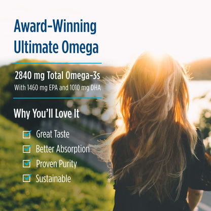 Nordic Naturals Ultimate Omega Liquid, Lemon Flavor - 4 oz - 2840 mg Omega-3 - High-Potency Omega-3 Fish Oil Supplement with EPA & DHA - Promotes Brain & Heart Health - Non-GMO - 24 Servings - Nirvana Guru