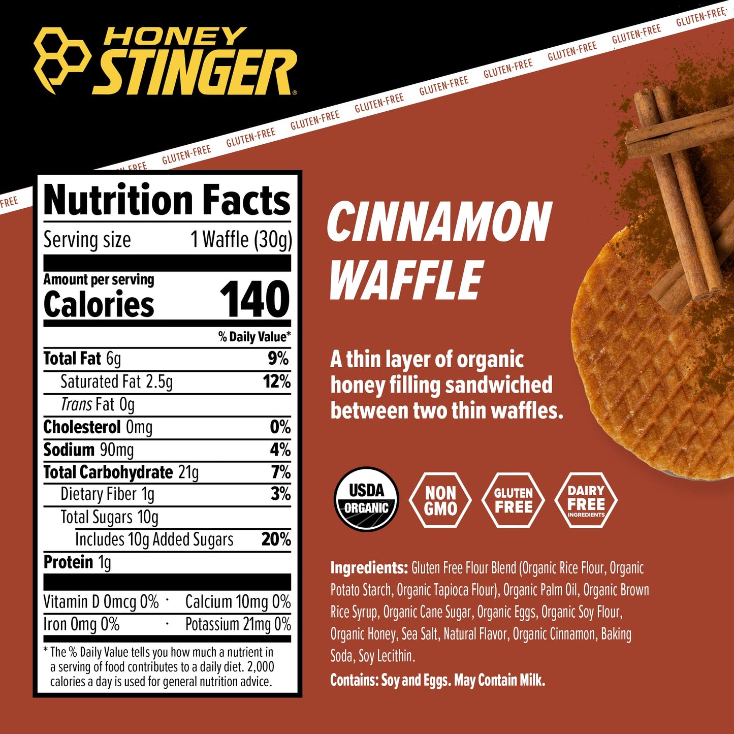 Honey Stinger Organic Honey Waffle Energy Stroopwafel for Exercise, Endurance and Performance Sports Nutrition for Home & Gym, Pre and Post Workout Box of 16 Waffles, 16.96 Ounce (Pack of 16)