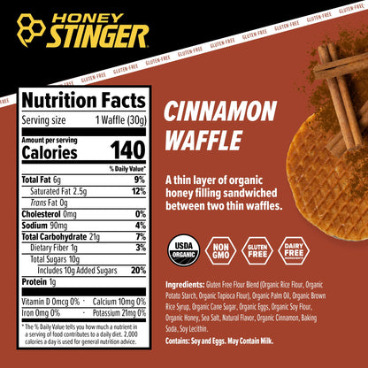 Honey Stinger Organic Honey Waffle Energy Stroopwafel for Exercise, Endurance and Performance Sports Nutrition for Home & Gym, Pre and Post Workout Box of 16 Waffles, 16.96 Ounce (Pack of 16)