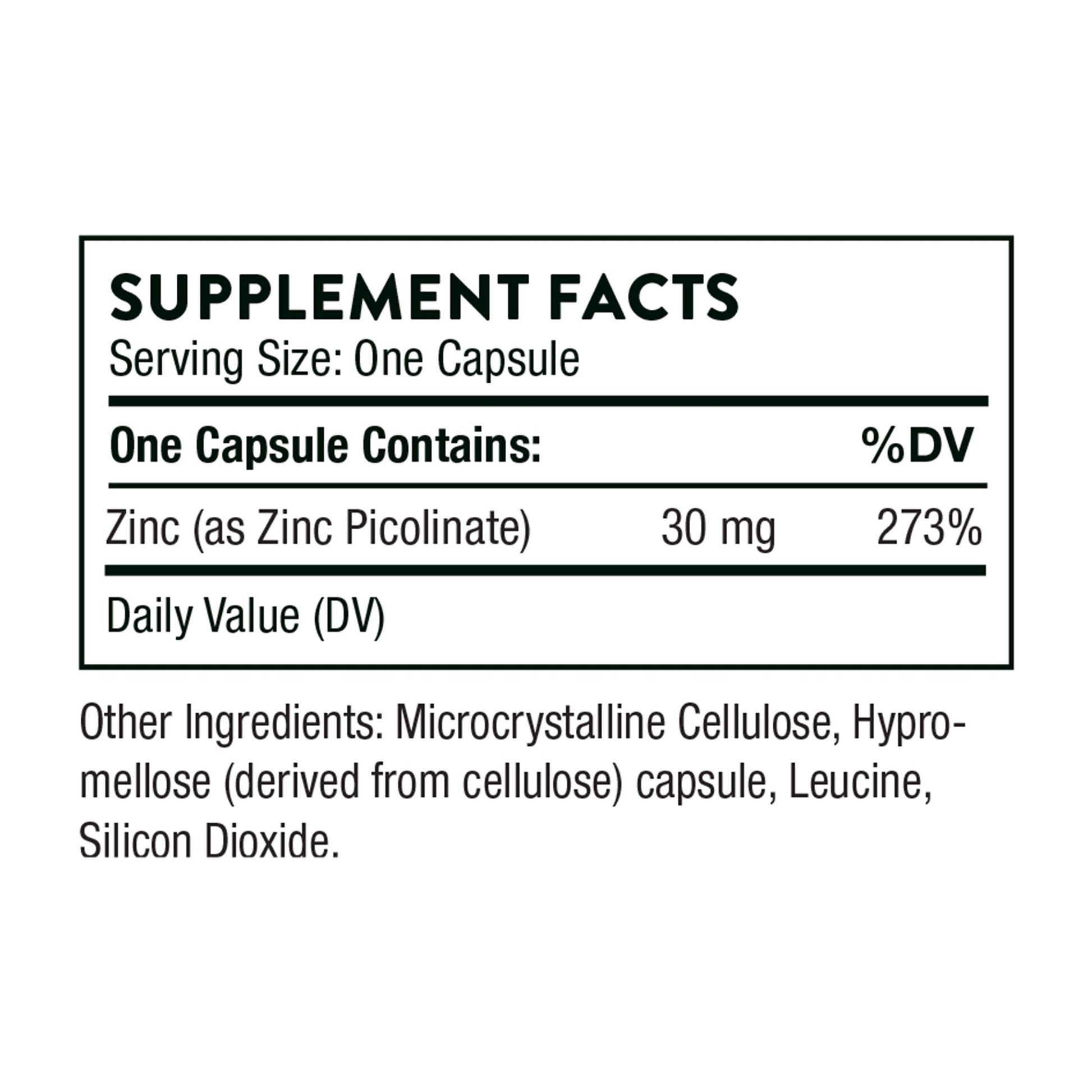 THORNE Zinc Picolinate 30 mg - Well-Absorbed Zinc Supplement for Growth and Immune Function* - 60 Capsules - Nirvana Guru