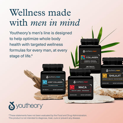 Youtheory Men's Collagen - 5,000 mg Collagen - Daily Supplement for Men - for Hair & Skin Support* - Gluten, Soy & Dairy Free - 290 Tablets - Nirvana Guru