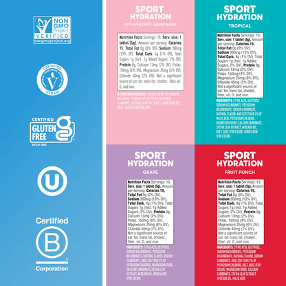Nuun Sport Electrolyte Tablets with Magnesium, Calcium, Potassium, Chloride & Sodium, Gluten Free & Vegan, Strawberry Lemonade, 4 Pack (40 Servings Total)