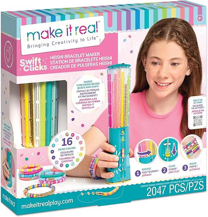 Make It Real Heishi Bead Kit - Vibrant Colors - Creative Beading Set for Kids Compatible with Bracelet Maker - Organize with Storage Case nirvanaguru
