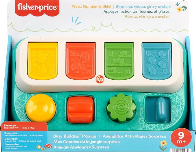 Fisher-Price Baby Early Learning Toy with Fine Motor Activities for Cause-and-Effect Play, Busy Buddies Pop-Up nirvanaguru