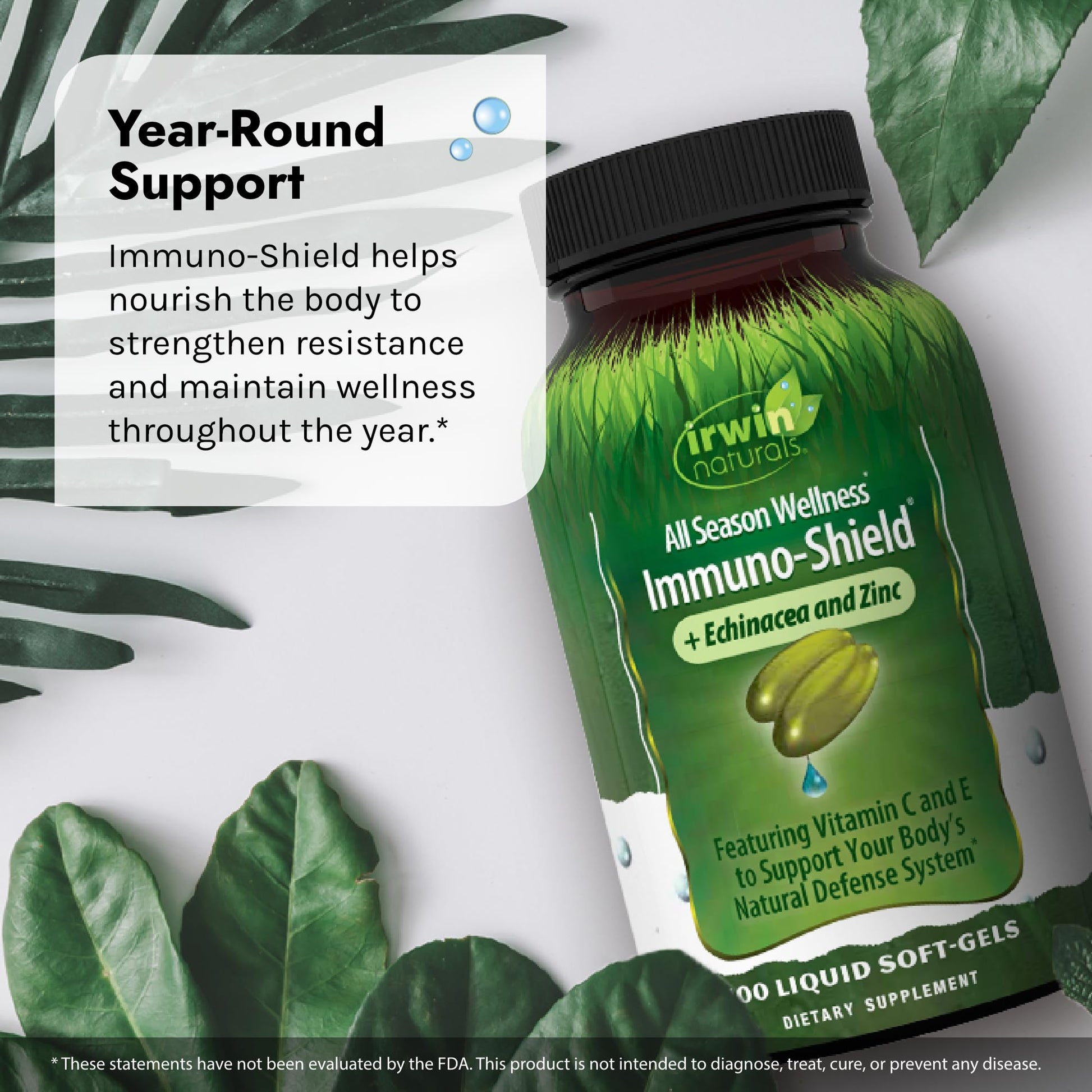 Irwin Naturals Immuno-Shield - 100 Liquid Softgels, Pack of 2 - All Season Wellness for Body's Natural Defense System - 32 Total Servings - Nirvana Guru