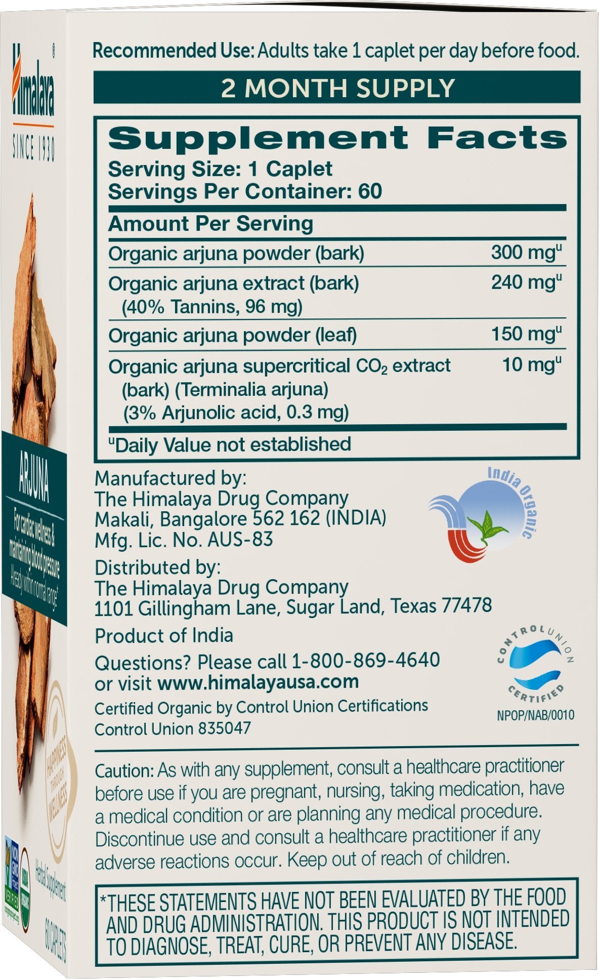 Himalaya Organic Arjuna, Blood Pressure Supplement for Cardiovascular Wellness and Heart Health, 700mg, 60 Count (Pack of 2) - Nirvana Guru