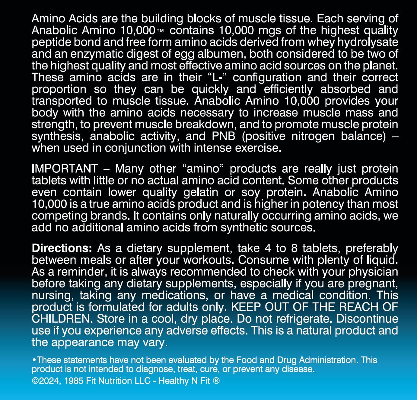 Healthy 'N Fit ANABOLIC Amino 10,000 90 Tablets, EAA & BCAA - 10,000 MGS Amino Acids per Serving Nirvana Guru