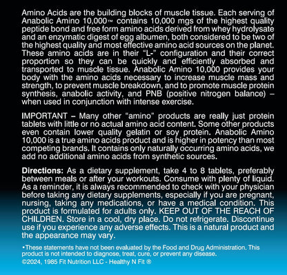 Healthy 'N Fit ANABOLIC Amino 10,000 90 Tablets, EAA & BCAA - 10,000 MGS Amino Acids per Serving Nirvana Guru