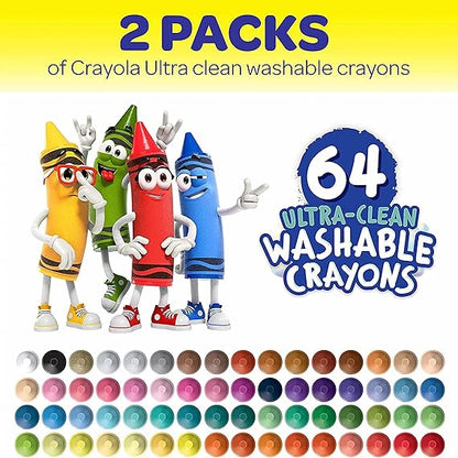 Crayola Washable Crayons for Kids - 64ct (2 Boxes), Bulk Crayons for Toddler Arts & Crafts, Teacher Classroom Must Haves, Back to School Supplies for Kids [Amazon Exclusive] nirvanaguru