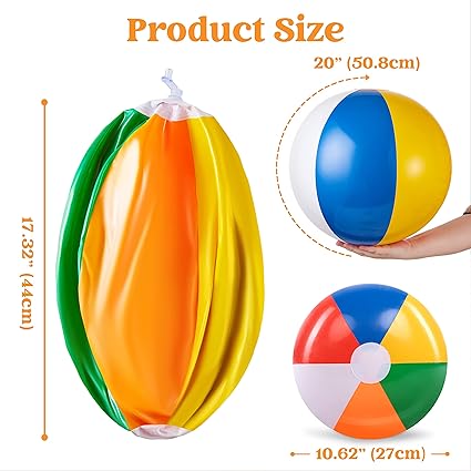 JOYIN 4-Pack 20" Beach Balls - Large Rainbow Beach Ball Inflatable Pool Toys for Party Supplies Decorations, Adults Kids Birthday Luau Summer Beach Water Games Beachball Party Favors nirvanaguru