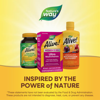 Nature’s Way Alive! Vitamins for Women 50 Plus, Complete Multivitamin, High Potency Formula, with Methylated B12, Gluten-Free, 60 Tablets Nirvana Guru