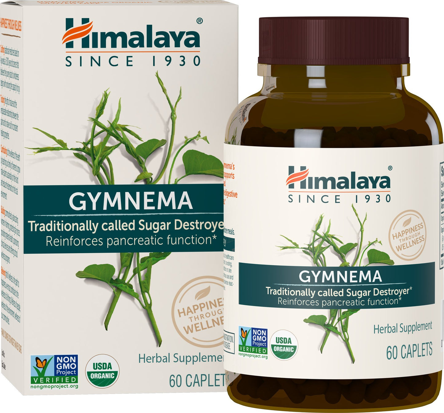 Himalaya Organic Gymnema Sylvestre Herbal Supplement USDA Certified Organic, Non-GMO, 700 mg, 60 Plant-Based Caplets - Nirvana Guru