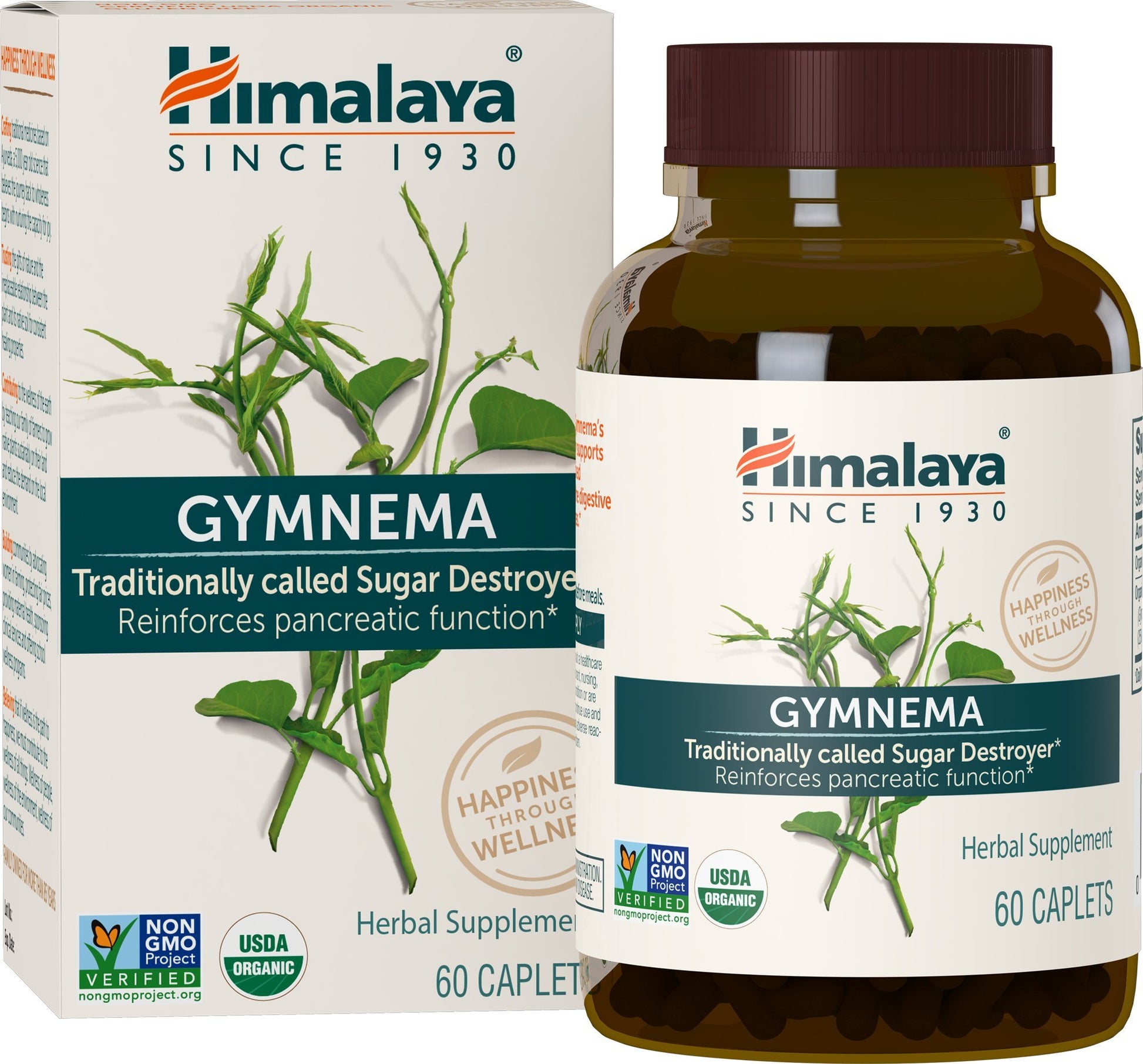 Himalaya Organic Gymnema Sylvestre Herbal Supplement USDA Certified Organic, Non-GMO, 700 mg, 60 Plant-Based Caplets - Nirvana Guru