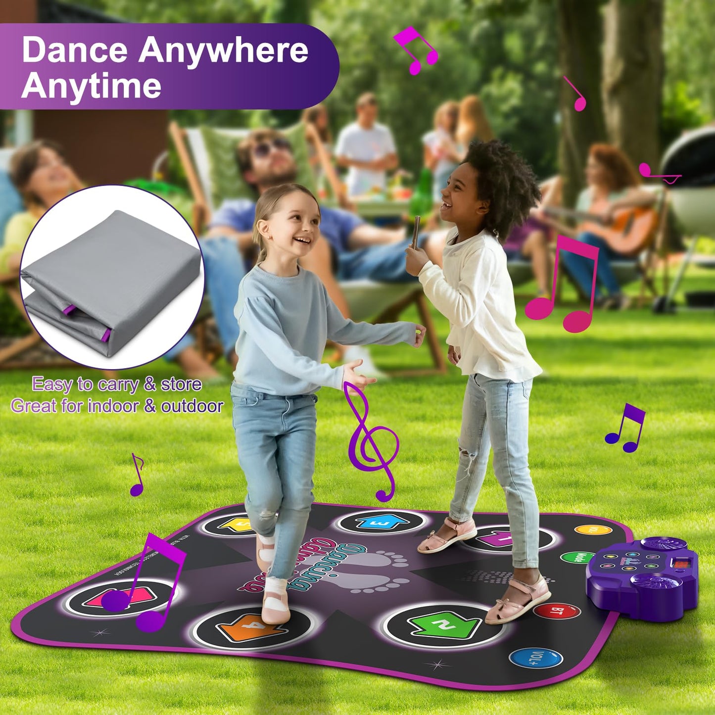 Flooyes Dance Mat Toys for 3-12 Year Old Kids, Electronic Dance Pad with Light-up 6-Button Wireless Bluetooth, Music Dance with 5 Game Modes, Birthday Toys Gifts for 3 4 5 6 7 8 9 10+ Year Old Girls Nirvana Guru