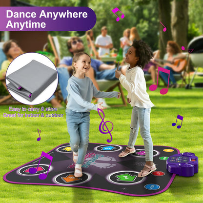 Flooyes Dance Mat Toys for 3-12 Year Old Kids, Electronic Dance Pad with Light-up 6-Button Wireless Bluetooth, Music Dance with 5 Game Modes, Birthday Toys Gifts for 3 4 5 6 7 8 9 10+ Year Old Girls Nirvana Guru