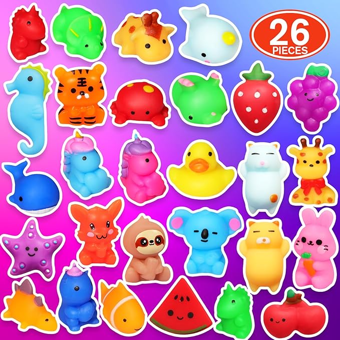 Squishies, 26 Pack Mochi Squishy Toys - Kawaii Cat Squishys Slow Rising Animals - Party Favors, Goodie Bag, Birthday Gifts, Mini Squishies Stress Reliever Toy nirvanaguru