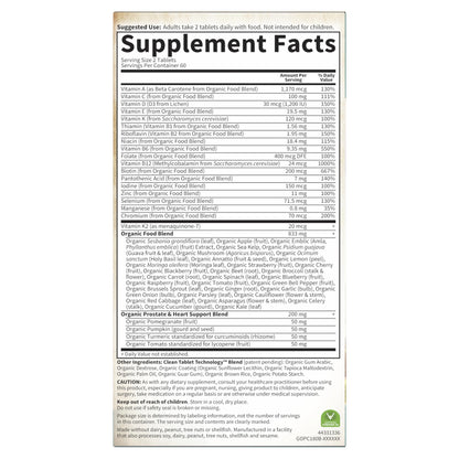 Garden of Life Organics Whole Food Multivitamin for Men 40+ 120 Tablets, Vegan Mens Multi for Health & Well-Being Certified Organic Whole Food Vitamins & Minerals for Men Over 40 Mens Vitamins - Nirvana Guru