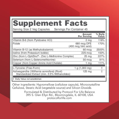 Protocol Ortho Thyroid - Supports Healthy Thyroid Function* - with Ashwagandha, Zinc & Selenium - Non-GMO & Kosher - 90 Veg Capsules Nirvana Guru