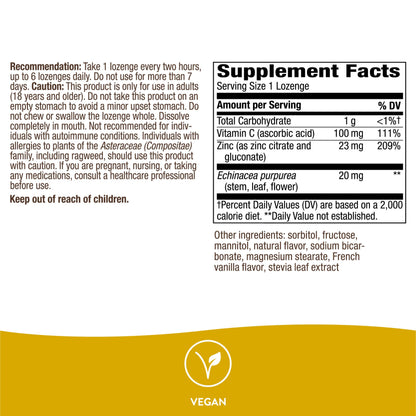 Nature's Way Zinc Lozenges with Vitamin C & Echinacea, Immune Support*, 23 mg of Zinc & 100 mg of Vitamin C per Serving, Wild Berry Flavored, 60 Lozenges (Packaging May Vary) - Nirvana Guru