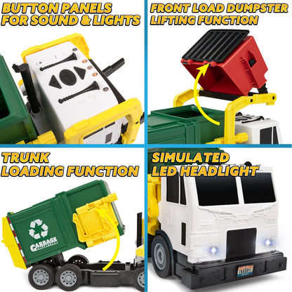 JOYIN Large Friction Powered Garbage Truck Toy Set, Includes Dumpster, Trash Bins, and Learning Cards for Kids, Boy Toys Birthday Gift for Boys Girls Kids Toddler Nirvana Guru