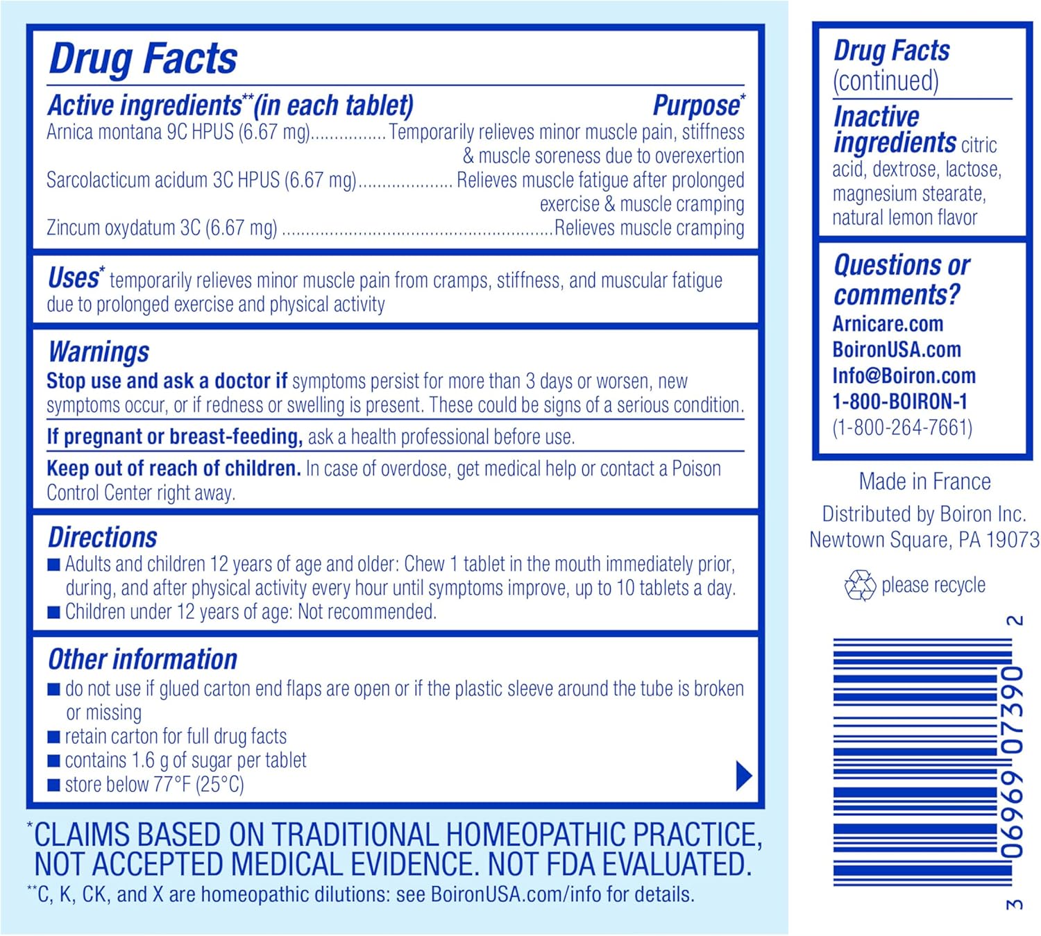 Boiron Arnicare Leg Cramps for Day and Night Relief from Cramping and Stiffness in Feet or Calves - 33 Tablets - Nirvana Guru