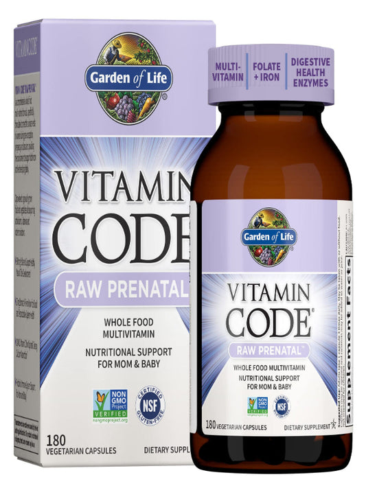 Prenatal Multivitamin for Women from Whole Foods with Biotin, Iron & Folate not Folic Acid, Probiotics for Immune Support - Vitamin Code Raw by Garden of Life - Pregnancy Must Haves - 180 capsules - Nirvana Guru