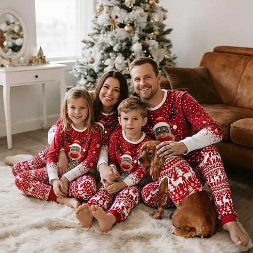 Matching Christmas Pajamas for Family Cute Printed Xmas Pajamas Set Holiday Family Sleepwear Sets for Womens Couples nirvanaguru