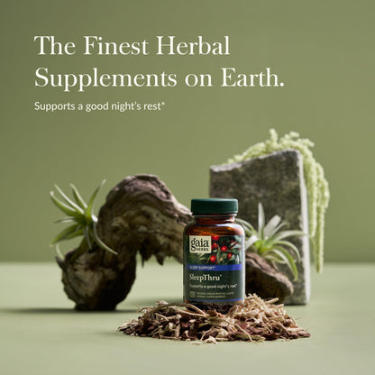 Gaia Herbs SleepThru - Natural Sleep Support Supplement with Organic Ashwagandha Root, Organic Magnolia Bark, Passionflower, and Jujube Date - 60 Vegan Liquid Phyto-Capsules (30-Day Supply) - Nirvana Guru