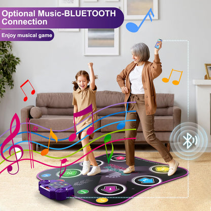 Flooyes Dance Mat Toys for 3-12 Year Old Kids, Electronic Dance Pad with Light-up 6-Button Wireless Bluetooth, Music Dance with 5 Game Modes, Birthday Toys Gifts for 3 4 5 6 7 8 9 10+ Year Old Girls Nirvana Guru