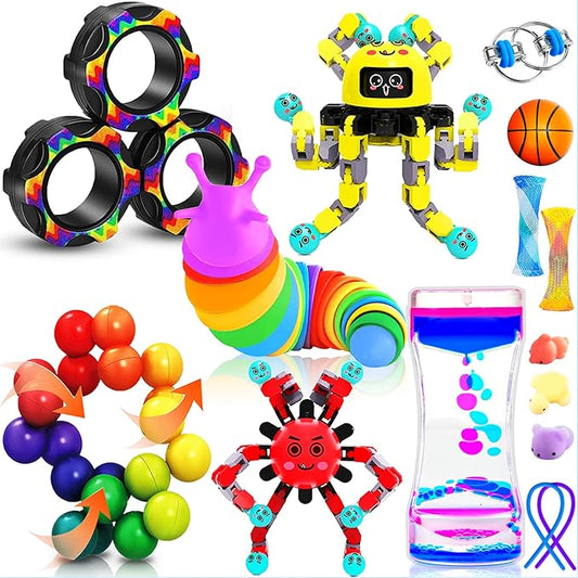15Pack Fidget Toys Bulk for Adult Kid, Carnival Prizes Stress Anxiety Calm Down Sensory Autism ADHD Autistic Christmas Stocking Stuffer Gift Figette Classroom Treasure Box School Must Have Special Set nirvanaguru