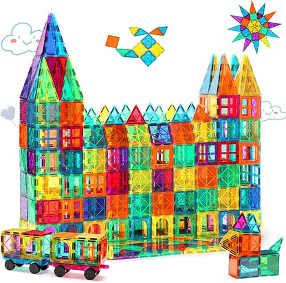 Gemmicc Magnetic Tiles 100 PCS with 2 Cars, STEM Approved Educational Magnet BuildingToys, Magnet Puzzles Stacking Blocks for Boys Girls Nirvana Guru