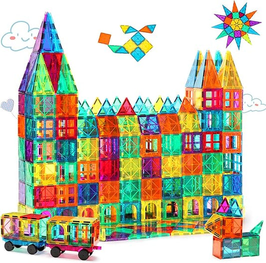 Gemmicc Magnetic Tiles 100 PCS with 2 Cars, STEM Approved Educational Magnet BuildingToys, Magnet Puzzles Stacking Blocks for Boys Girls Nirvana Guru