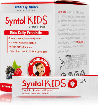 Arthur Andrew Medical, Syntol Kids, Daily Probiotic Supplement for Digestive Health and Young Immune Systems, No Sugar or Artificial Sweeteners, Berry Flavor, Vegan, 30 Sachets Nirvana Guru