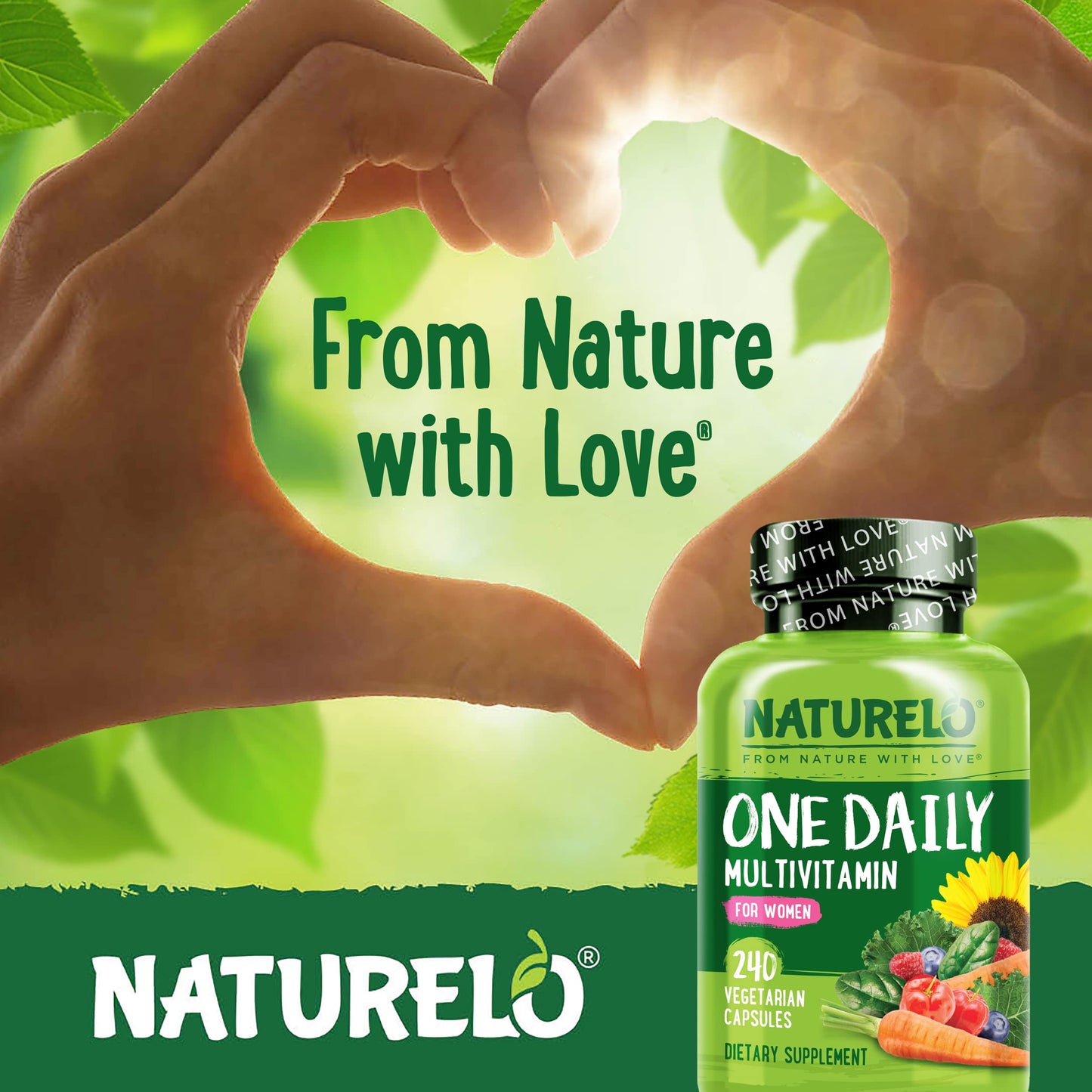 NATURELO One Daily Multivitamin for Women - Energy Support - Whole Food Supplement to Nourish Hair, Skin, Nails - Non-GMO - No Soy - Gluten Free - 120 Capsules - 4 Month Supply - Nirvana Guru