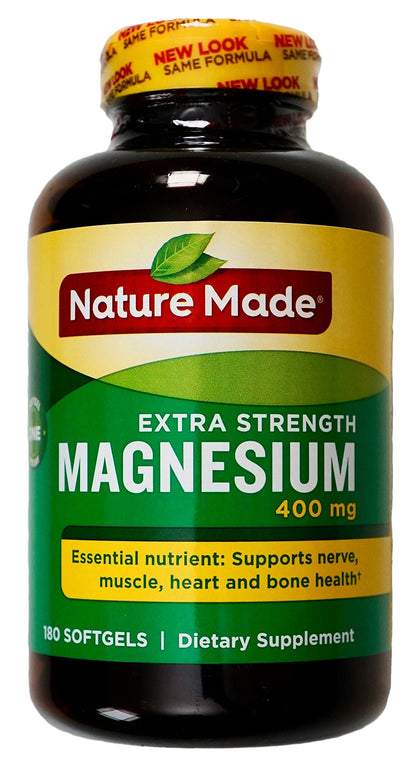 Nature Made Extra Strength Magnesium Oxide 400 mg, Magnesium Supplement for Muscle, Nerve, Bone and Heart Support, 110 Softgels, 110 Day Supply - Nirvana Guru