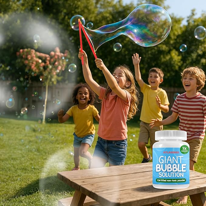 Giant Bubble Solution - Bubble Wands, Bubbles for Kids, Kids Bubbles Mix Powder Makes 896 OZ (7 Gallons) - The Original Solution Mix | 100% Kid Safe nirvanaguru